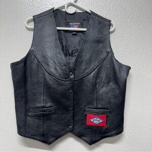 Allstate Black Leather Vest with Arkansas Patch